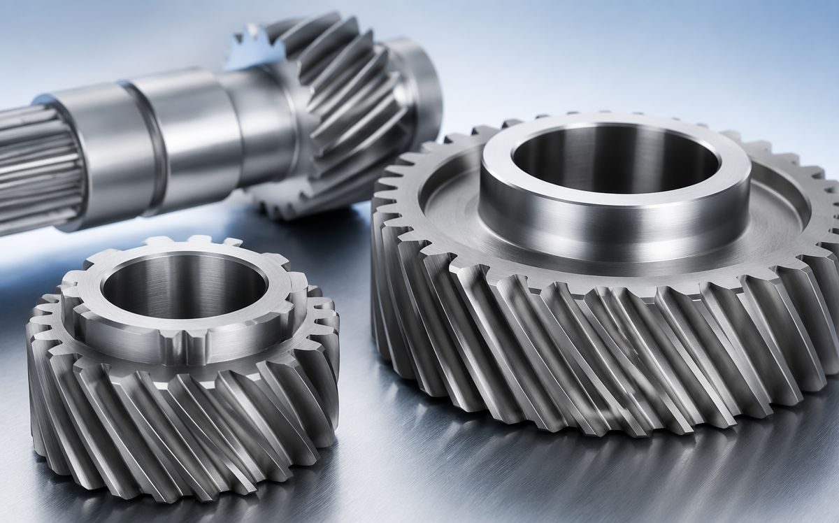 Close-up comparison context for helical and spur gear tooth forms
